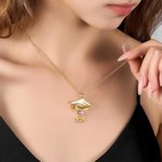 Personalized Dainty Graduation Cap Birthstone Necklace with Engraved Name and Year Graduation Birthday Gift for Graduates
