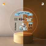 Personalised Cute Bear Pattern Initial LED Night Light with Name and Wooden Base Nursery Room Decor Birthday Gift for Newborns