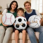 Personalised Embroideried Baseball Basketball Sport Balls Soft Cushion with Name Home Decor Birthday Gift for Football Volleyball Soccer Player