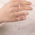 Personalizada Flor de Nacimiento Birthstone Cruz Collar con Nombre Joyería Religiosa Cumpleaños Aniversario Regalo para Mujeres Cristianas