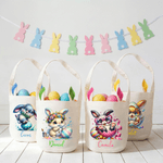 Personalisierte niedliche Kaninchen Osterei Hasenohren Korb mit Namen Eierjagd Party Ostergeschenk für Jungen Mädchen