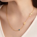 Personalizada Flor de Nacimiento Birthstone Cruz Collar con Nombre Joyería Religiosa Cumpleaños Aniversario Regalo para Mujeres Cristianas