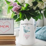 Personalisierte Happy 1st Mother's Day Tiermuster Keramik Blumenvase mit Namen und Titel Geburtstag Muttertag Geschenk für neue Mama