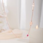 Personalizada Flor de Nacimiento Birthstone Cruz Collar con Nombre Joyería Religiosa Cumpleaños Aniversario Regalo para Mujeres Cristianas