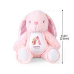 Personalizzato carino acquerello cartoon coniglio fiore Pasqua coniglietto peluche peluche animale giocattolo con nome iniziale e data regalo di compleanno di Pasqua per i bambini