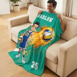 Manta de Voleibol Personalizada con Nombre y Número Regalo de Cumpleaños para Jugadores de Voleibol