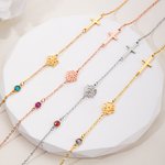 Personalizada Flor de Nacimiento Birthstone Cruz Collar con Nombre Joyería Religiosa Cumpleaños Aniversario Regalo para Mujeres Cristianas