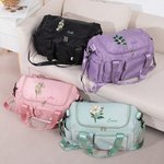 Bolsa de viaje personalizada con nombre y bandolera Flor de nacimiento Efecto perla Regalo esencial de cumpleaños para mujer Niña