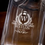 Personalized Lion Vintage Border Whiskey Glass Wooden Box Set with Initial and Name Father's Day Birthday Anniversary Gift for Dad