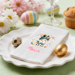 Spersonalizowany wieniec wielkanocny Cute Bunny Lniana serwetka z imieniem Świąteczny wystrój stołu Wielkanocny prezent dla przyjaciół rodziny