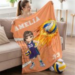 Manta de Voleibol Personalizada con Nombre y Número Regalo de Cumpleaños para Jugadores de Voleibol