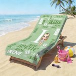 Personalized Cute Cartoon Kid Character Initial Quick Dry Oversized Beach Towel with Name Beach Party Birthday Gift for Kids