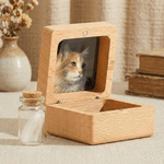 Personalized Angel Halo Photo Pet Fur Keepsake Bottle Wooden Magnetic Box Set with Name and Text Pet Loss Memorial Gift for Pet Owners
