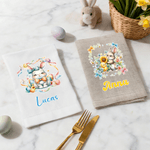 Spersonalizowany wieniec wielkanocny Cute Bunny Lniana serwetka z imieniem Świąteczny wystrój stołu Wielkanocny prezent dla przyjaciół rodziny