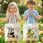 Personalised Don't Touch My Easter Eggs Animal Reusable Canvas Bag with Name Daily Use Easter Gift for Kids Women