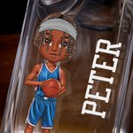 Personalized Cartoon Basketball Character Whiskey Decanter with Name Bar Accessory Game Day Gift for Man Woman Sports Lover
