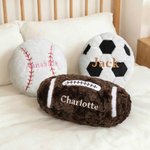 Personalised Embroideried Baseball Basketball Sport Balls Soft Cushion with Name Home Decor Birthday Gift for Football Volleyball Soccer Player