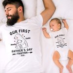 Camiseta personalizada Papá Oso y Bebé Oso 100% Algodón Pelele a Juego para Bebé Nuestro Primer Día del Padre Juntos para el Nuevo Papá Bebé