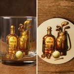 Personalised Gold Golf Equipment Whiskey Decanter Glasses Coaster Set with Name Golf Club Birthday Gift for Golf Lovers Whiskey Drinkers
