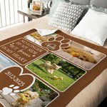 Personalized Heart Paw Print Pet Photo Warm Throw Blanket with Name and Year Memorial Bereavement Gift for Dog Owners