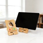 Personalisierte Foto tragbare abnehmbare Bambus Telefon Stand Ipad Halter mit Namen Text und Datum Schreibtisch Veranstalter täglichen Gebrauch Geburtstag Geschenk für Familie