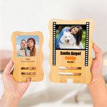 Personalisierte Foto tragbare abnehmbare Bambus Telefon Stand Ipad Halter mit Namen Text und Datum Schreibtisch Veranstalter täglichen Gebrauch Geburtstag Geschenk für Familie