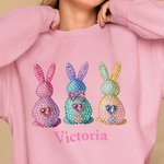 Spersonalizowana koszulka z wzorem królika bluza z kapturem z imieniem codzienny strój wielkanocny prezent urodzinowy dla matki kobiety
