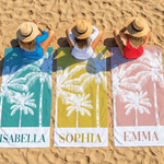 Personlig Fresh Palm Tree Överdimensionerad snabbtorkande strandhandduk med namn Resa väsentlig strandfest födelsedagspresent för kvinnor flickor