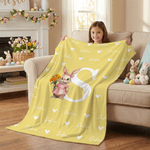 Personalised Cute Easter Peter Rabbit Soft Throw Blanket with Name and Initial Home Decor Easter Baby Shower Gift for Kids Newborns