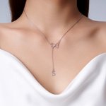 Personalized Minimalist Butterfly Lariat Necklace with Letter Dainty Jewelry Birthday Anniversary Gift for Women