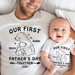 Camiseta personalizada Papá Oso y Bebé Oso 100% Algodón Pelele a Juego para Bebé Nuestro Primer Día del Padre Juntos para el Nuevo Papá Bebé