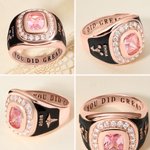 Personalizada Piedra de nacimiento Zodiaco Mascota de plata esterlina Signet Anillo con texto grabado Aniversario Regalo de graduación para la escuela secundaria Universidad Graduados