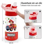 Bouteille d'eau isotherme personnalisée avec photo et nom - Bouteille avec paille et couvercle - Cadeau d'anniversaire pour garçon fille