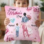 Personlig ros tecknad mamma barn mjuk kasta kuddeöverdrag med namn heminredning mors dag present till mor mormor