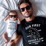 Camiseta personalizada Papá Oso y Bebé Oso 100% Algodón Pelele a Juego para Bebé Nuestro Primer Día del Padre Juntos para el Nuevo Papá Bebé