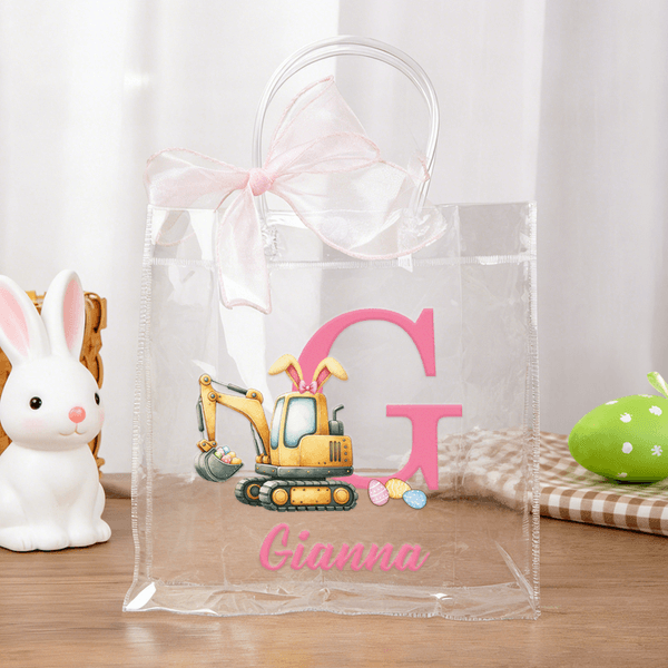 Gepersonaliseerde schattige Bunny oren graafmachine initiële duidelijk Gift Bag met naam Pasen vakantie partij Gunsten Gift voor jongens meisjes