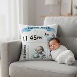 Gepersonaliseerd Schattig Beren Patroon Initiaal Zacht Kussenovertrek met Naam en Geboortegegevens Babykamer Decor Verjaardagscadeau voor Pasgeborenen
