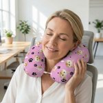 Almohada de cuello personalizada con forma de espina de pez y foto Uso de viaje Regalo de cumpleaños para los amantes de las mascotas Oficinistas