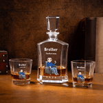Personalisierte Cartoon Charakter Whiskey Dekanter mit Namen und Jahr Vatertag Ruhestand Geschenk für Väter Barkeeper