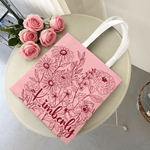 Personalisierte Hand gemalt Blume Tragetasche mit Namen täglichen Gebrauch Reise wesentliche Geburtstag Geschenk für Frau Mädchen