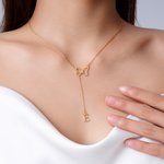 Personalized Minimalist Butterfly Lariat Necklace with Letter Dainty Jewelry Birthday Anniversary Gift for Women