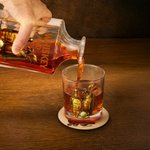 Personalised Gold Golf Equipment Whiskey Decanter Glasses Coaster Set with Name Golf Club Birthday Gift for Golf Lovers Whiskey Drinkers
