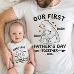Camiseta personalizada Papá Oso y Bebé Oso 100% Algodón Pelele a Juego para Bebé Nuestro Primer Día del Padre Juntos para el Nuevo Papá Bebé