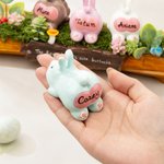 Personalised Cute Family Bunny Tree Stump Figurines with 2-8 Names and Text Home Decor Holiday Christmas Gift for Family Grandmother Grandfather