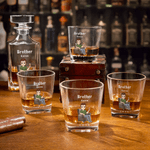 Personalised The Legend Has Officially Retired Character Whiskey Decanter with Name and Wooden Storage Box Retirement Gift for Men