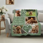 Personalized Heart Paw Print Pet Photo Warm Throw Blanket with Name and Year Memorial Bereavement Gift for Dog Owners