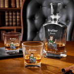 Personalisierte Cartoon Charakter Whiskey Dekanter mit Namen und Jahr Vatertag Ruhestand Geschenk für Väter Barkeeper