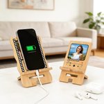 Personalisierte Foto tragbare abnehmbare Bambus Telefon Stand Ipad Halter mit Namen Text und Datum Schreibtisch Veranstalter täglichen Gebrauch Geburtstag Geschenk für Familie