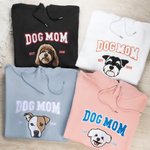 Gepersonaliseerd Geborduurd Hond Mam Huisdier Portret Foto T-shirt Sweatshirt Hoodie met Jaar Moederdag Verjaardagscadeau voor Mamma Huisdier Liefhebber Eigenaren