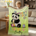 Personalisierte Don't Touch My Easter Eggs Animal Soft Throw Decke mit Namen Ostereierjagd Ostern Party Favors Geschenk für Kinder